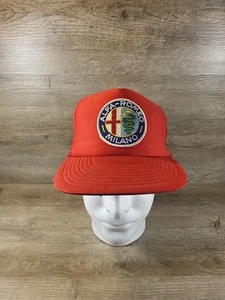 Vintage 70s 80s Alfa Romeo Milano Red SnapBack Adjustable Trucker Hat Cap 24B - Picture 1 of 16