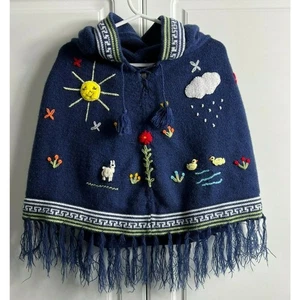Pery Kids Girls Sweater Poncho Navy Blue 2T - Picture 1 of 6