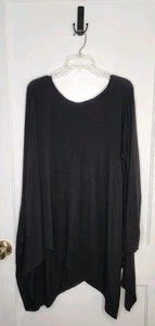 Gr. XL / 2X Fuchsblut schwarz fließend Tunika Top Daumenlöcher weich Viskose - Bild 1 von 5