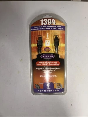 Belkin 1394 Application 6 Foot 6 Pin to 4 Pin Cable NEW Package FireWire i.Link - Image 1 of 3