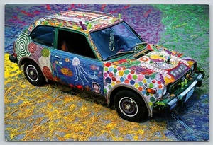 Postal Booga Coloridas Mardi Gras Cuentas Coche Harrod Residuos Plásticos en Blanco - Imagen 1 de 2