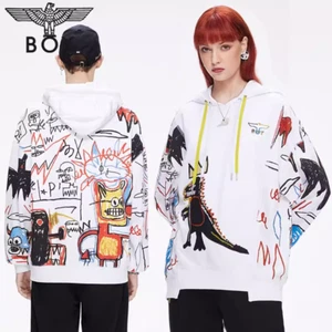 Felpa con cappuccio grafica toppa dinosauro ricamo ragazzo Londra x Jean Michel Basquiat-XS - Foto 1 di 13