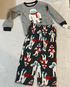 CARTER'S NEW Boys Pajama Set Size 4 Abominable Snowman B580 retail $32 Fleece - Picture 1 of 5