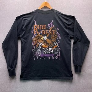 Camiseta De Colección Motocicleta Lightning Eagle Para Hombres XL Estilo American Thunder Negra LS - Imagen 1 de 10