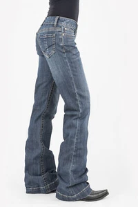 Stetson Womens Blue Cotton Blend Vertical Seaming 214 Trouser Jeans - Picture 1 of 3