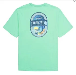 Izod Saltwater Mens Crew Neck Short Sleeve Tropical Wind T-shirt NWT XXL Jade - Picture 1 of 4