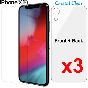 x3 Anti-scratch 4H PET film screen protector for Apple iPhone XR Front and Back - Picture 1 of 5