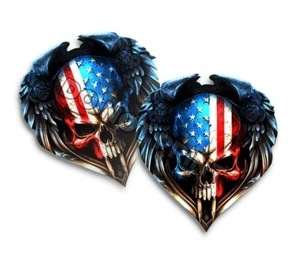 Calcomanías American Flag Skulls Patriótico EE. UU. Orgulloso Americano ESPEJADAS C34506 Paquete de 2 - Imagen 1 de 2