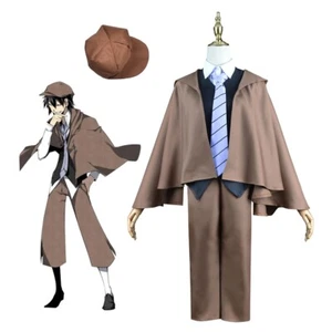 Bungo Perros Calvijeros Ranpo Edogawa Uniforme Disfraz Cosplay Hombres Traje con Sombrero Capa Abrigo - Imagen 1 de 13