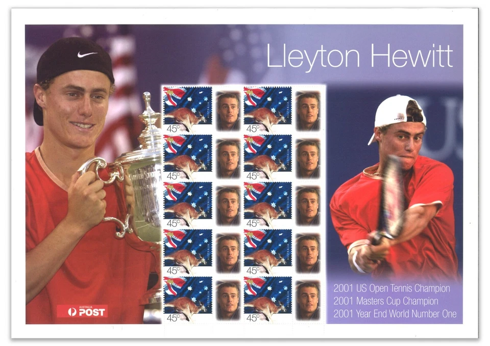 Australia 2001 US Open Tennis Champion Lleyton Hewitt Stamp Sheet MUH — 第 1/1 张图片