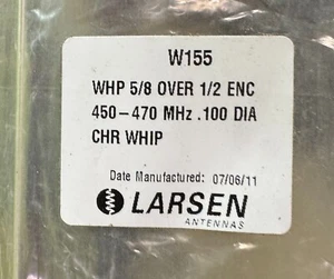 Larsen W155 UHF 450-470MHz Mobile Antenna 5/8 Chrome Whip GMRS NEW - Afbeelding 1 van 3