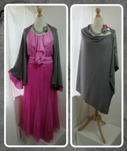 NEU MIT ETIKETT, AUSGEFALLENER LAGENLOOK, MITTELGRAU, WEICHER STRICK, GEKNÖPFT, MULTIWAY PONCHO, EINHEITSGRÖSSE - Bild 1 von 12