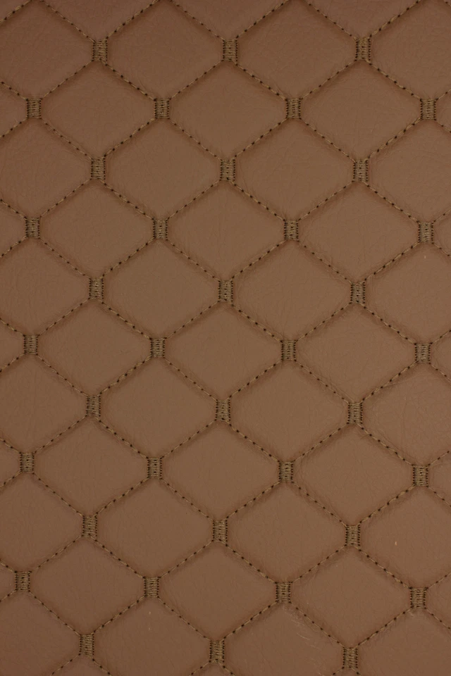 Tela de tapicería de cuero sintético grano vinilo acolchado diamante | 2"x2" -4 mm espuma 55" Foto 1 de 4