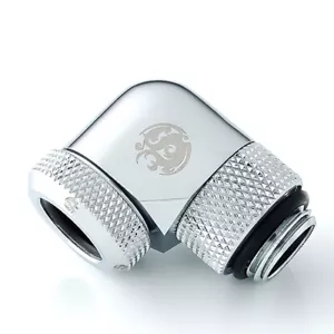 Bitspower G1/4" Enh Multi-Link Fitting, 12mm OD, 90 Degree Rotary, Silver - Picture 1 of 3