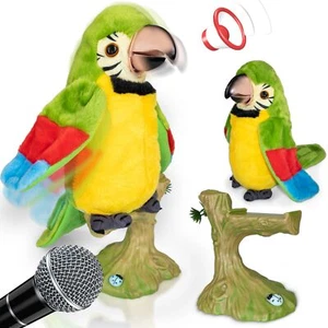 Sprechender singender tanzender Papagei WILLI Plaudertier Spielzeug Plüschvogel - Bild 1 von 10
