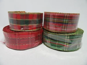 Rollo de 2 metros o 20 metros 40 mm cinta de tartán con cable Stewart rojo verde oro cinta - Imagen 1 de 5