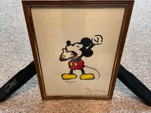 Mickey Mouse Drawing 12” x 9” Folk Art 1970’s - Picture 1 of 6