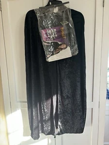 Black Hooded Long Velvety Cape Costume Spirit Halloween Child One Size - Picture 1 of 6