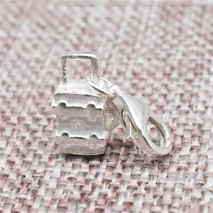 925 Sterling Silber Koffer-Clip-on-Charm-Karabinerverschluss für Armband - Bild 1 von 5