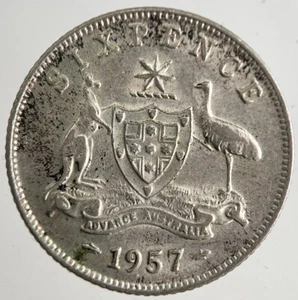 1957 Australia Sixpence Silver Coin | Fine Collectable Grade | a8329 - Picture 1 of 2
