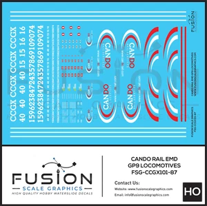 HO Scale Cando Rail EMD GP9 Locomotives Decal Set - Picture 1 of 1