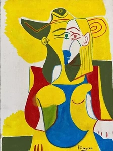 COA + Pablo Picasso Art Drawing Vintage Painting Singed Original on Paper - Picture 1 of 6