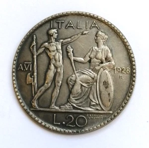 REGNO D' ITALIA VITT. EM. III   20 LIRE  LITTORE   - 1928 -  RARO    FALSO !!!! - Imagen 1 de 3