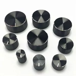 13 Sizes Aluminium Metal Volume Knobs - 6mm Splined Shaft Control Knob - Black - Picture 1 of 22