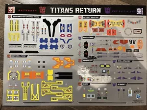 2016 Hasbro Transformer Titan Return STICKERS Optimus+Sentinel Prime+Blaster++++ - Picture 1 of 2