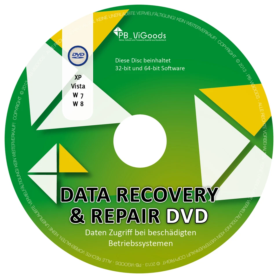 Daten Recovery DVD✔ Windows 8 / 7 / Vista / XP (32&64Bit)✔ Daten Rettung✔ - Bild 1 von 1
