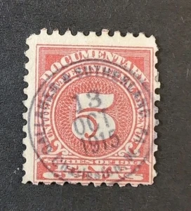 Series of 1914 5c US Internal Revenue, Documentary, R200 full cancel #1 - Picture 1 of 2