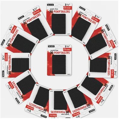 Paquete de 12 corbatas para el cabello Annie sin enredos de 3 1/2", negras, 360 unidades totales Foto 1 de 4