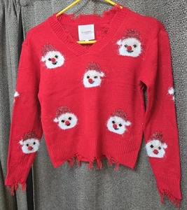 No Comment Girls Red Santa Christmas Sweater Large (14) NWT - Picture 1 of 8