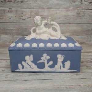 Vintage Cherub Box blau Biskuit Porzellan Jasperware - Bild 1 von 10