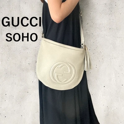 GUCCI Bolso de Hombro SOHO Cuero Blanco Auténtico 0540 Foto 1 de 4