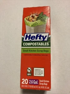 Hefty® Compostables Small Kitchen Food Scrap Bags 20ct Boxes 2.6 Gallon New 2019 - Picture 1 of 13
