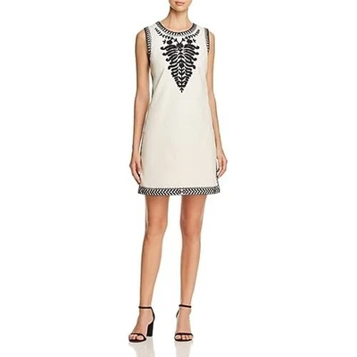 Novo com etiquetas Vestido Tory Burch Camille Bordado Frisado Algodão Marfim Preto tamanho 2 - Imagem 1 de 4