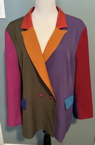 Blazer doppiopetto Kois Kloset Colorblock taglia 3X taglie forti - Foto 1 di 10