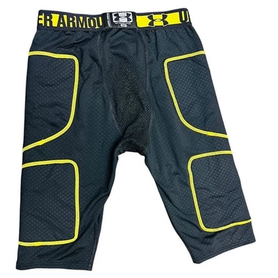 Pantalones Cortos de Compresión Acolchados Under Armour YXL Negro Amarillo Equipo de Fútbol Foto 1 de 3