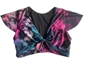 Torrid Damen kabellos Flatterärmel Bikini Oberteil Größe 2XL Batik Schlüsselloch Strand - Bild 1 von 12