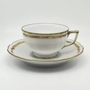 A. Raynaud Limoges France Marie Antoinette Footed Tea Cup & Saucer White Gold - Picture 1 of 16