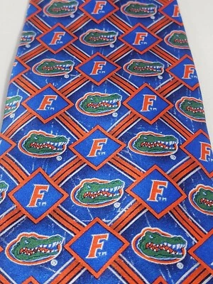 Corbata UF Florida Gators 100 % seda cabeza mascota estampado por todas partes corbata foulard para hombre Foto 1 de 4