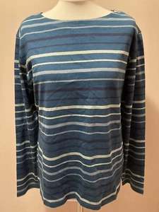 Camisa Seasalt Sailor Talla 8 14 Top a Rayas Tri Shore Ligera Calamar Wade Verde Azul - Imagen 1 de 6