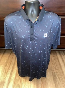 Redvanly Shirt Men's Medium Blue Floral Print Polo Golf Activewear Polyester - Picture 1 of 7