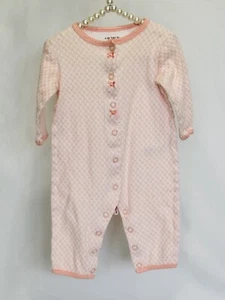 3 Months Baby Girl Carter's Pink Long Sleeve Romper With All-Over Diamond Print - Picture 1 of 8