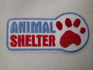 Animal Shelter Paw Red Blue Embroidered Iron On Patch 2.75 Inches - Picture 1 of 1