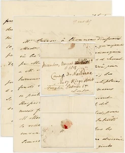 1815 LETTER VISCOUNT HAMPDEN to COUNTESS de NARBONNE FREE FRANK MISSENDEN ONE LI - Picture 1 of 5