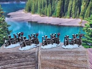 4er Set Weihnachtsdorf Harz verschneite Zäune Zaun Zubehör mit einem Vogel - Bild 1 von 4