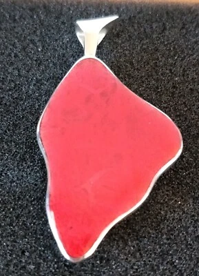 Pre-Owned BAKU Sterling Silver Coral and Mother of Pearl Gemstone Pendant - image 1 of 2