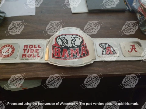 Alabama Crimson Tide NCAA Championship Belt Adult Size 2mm Brass Cover